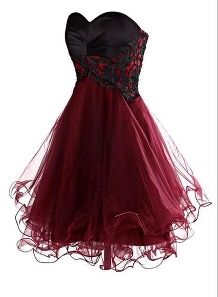 Short Burgundy Prom Dress 8, Vintage Style Homecoming Dresses, Lovely Party Dress For Teen
