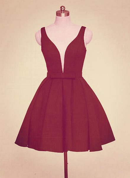 Wine Red Short Party Dresses, Teen Party Dresses, Homecoming Dresses