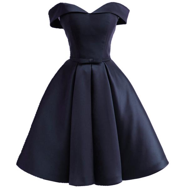 Beautiful Navy Blue Short Off Shoulder Sweetheart Party Dress, Navy ...