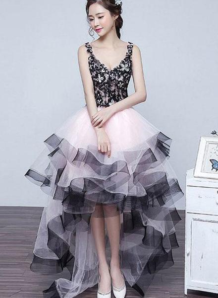Ria High Low Dress Pink Patterned main image 0
