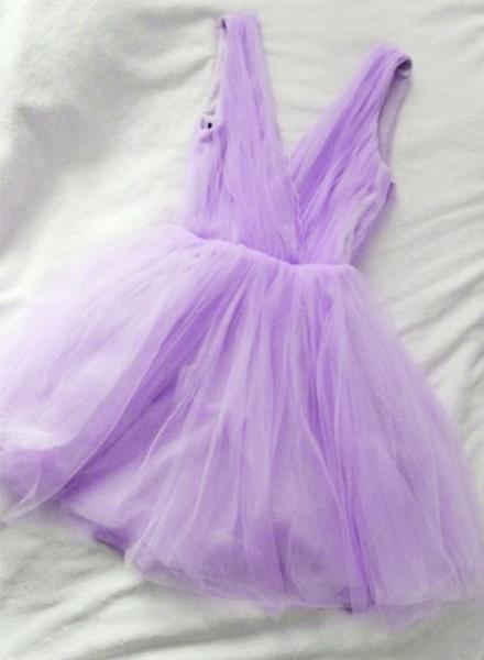Adorable Lavender V-neckline Short Tulle Party Dress, Cute Formal Dress For Teen Girls, Women Formal Dress