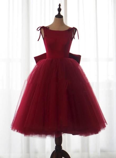 fitted lace wedding dress Dark Red Lace Homecoming Dresses Open Back Vintage Short Prom Dresses –  SheerGirl main image 1
