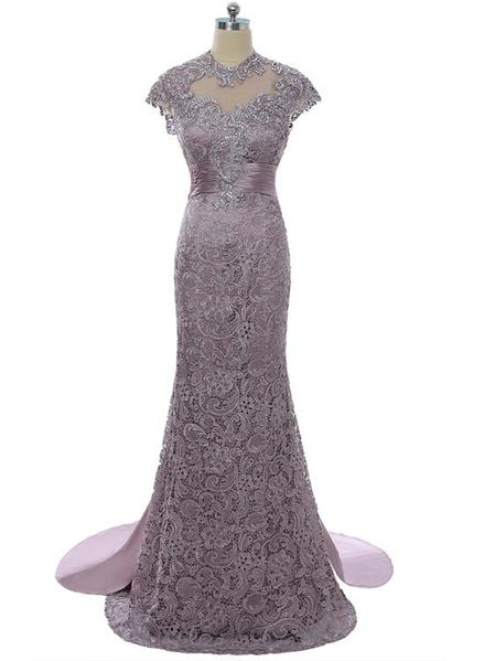 Gorgeous Lace ?mother Of The Bride Dresses Cap Sleeves Lace Beaded Wedding Party Dress, Lace Evening Dress