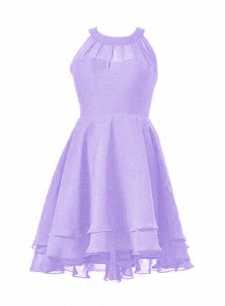 Lavender Chiffon Halter Short Wedding Party Dress, Chiffon Simple Bridesmaid Dress
