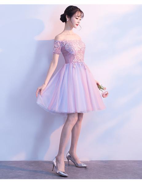 Cute Light Purple Dresses Cute Light Purple Tulle Short Prom Dress, Lace  Applique Formal Dress
