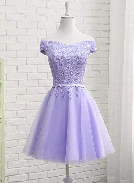 Simple Tulle And Lace Knee Length Party Dress , Formal Dresses , Party Dress