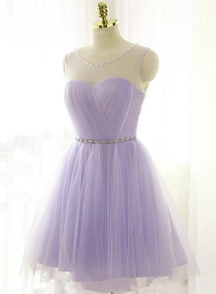 Simple Satin Short Prom Dress Lavender Homecoming Dress  PD319