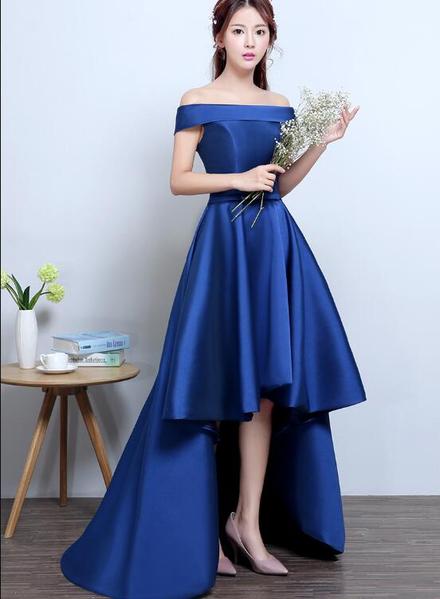 blue silk homecoming dress Royal Blue Satin Sweetheart Homecoming Dresses Watteau Train Bodycon D –  Viniodress