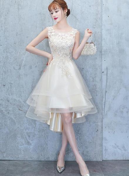 Lovely Round Neckline High Low Party Dress, Tulle Formal Dress
