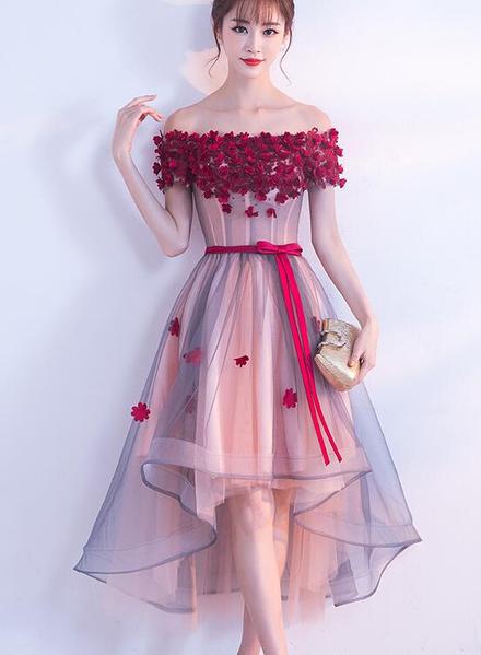 lovely wholesale party dresses Lovely High Low Flowers Party Dress , Homecoming Dress