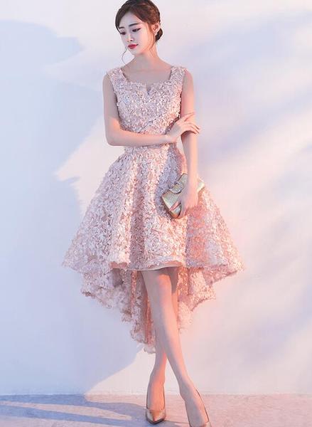 green emerald velvet dress Pink Tulle Custom-Made Ruffled High-Low Lace Halter Plunging Prom Dress main image 0