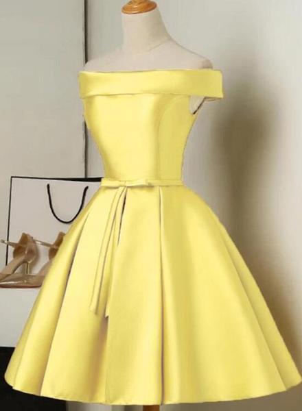 Yellow Puffy Short Prom Dresses