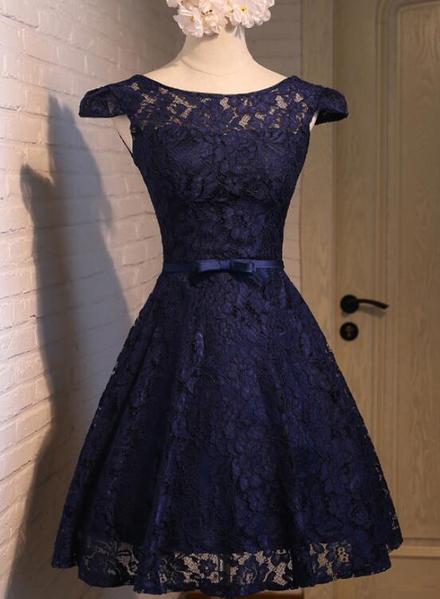 chinese dress ladies Navy Blue A-line Chiffon Short Homecoming Dress