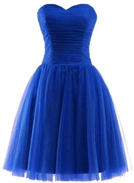 Blue Short Sweetheart Simple Party Dress, Blue Prom Dress