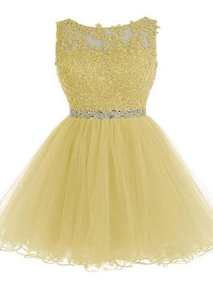 Elegant A line Straps Tulle Short Birthday Outfits Homecoming Dress