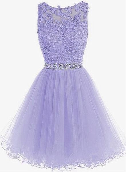 Tulle Beaded Homecoming Dress for Teens 2025 – Lace Appliques Short Prom Dress