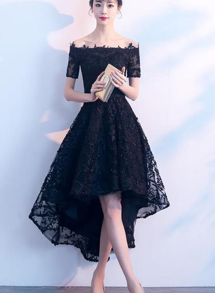 Off Shoulder Black Lace Dress main image 1