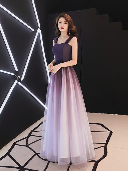 Beautiful Light Purple Gradient Tulle Long Formal Dress, Off Shoulder Prom Dresses