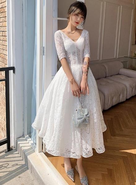 White lace graduation dresses outlet