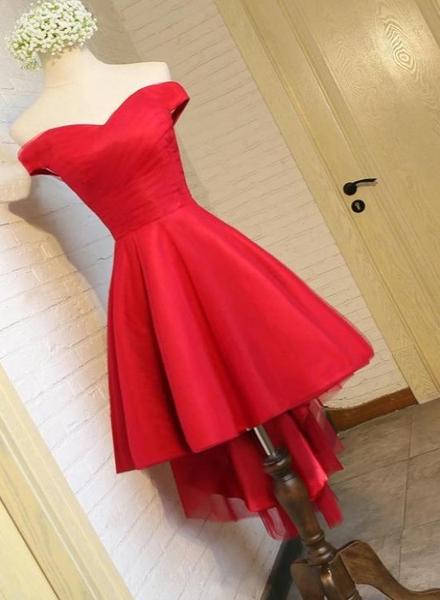 Simple Sweetheart Off Shoulder High Low Party Dress Homecoming