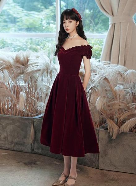 Cute burgundy dresses discount