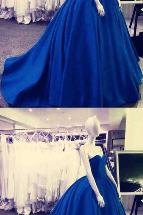 Royal Blue Ball Gown Prom Dress,sweetheart Satin Formal Party Gown