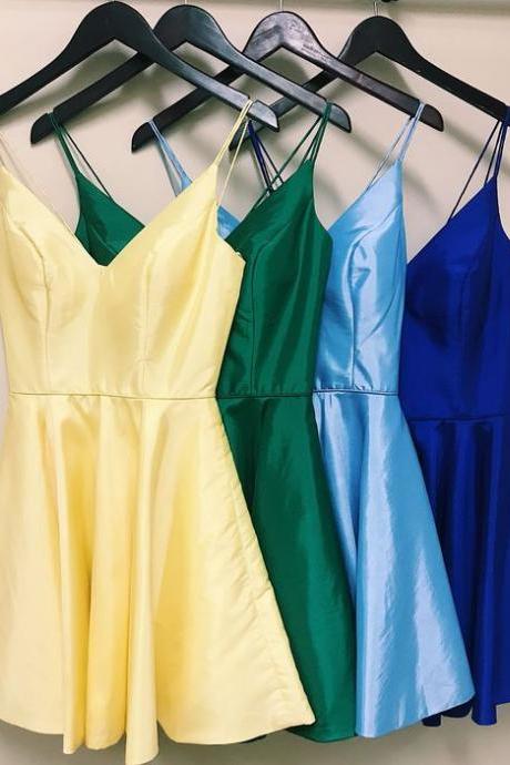 Homecoming Dresses Short, Yellow/green/sky Blue/royal Blue Homecoming Dresses,short Prom Dress 2019
