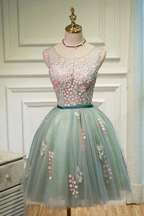 Green Tulle Homecoming Dress Lace Party Homecoming Dress