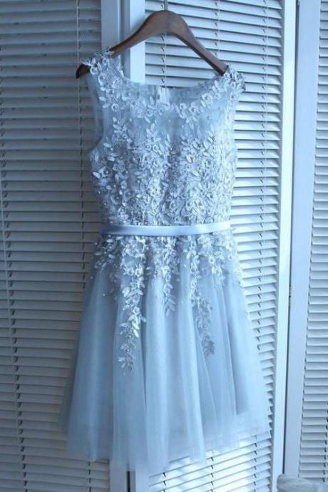 Homecoming Dresses With Appliques, Sleeveless Homecoming Dresses, A-Line Homecoming Dresses