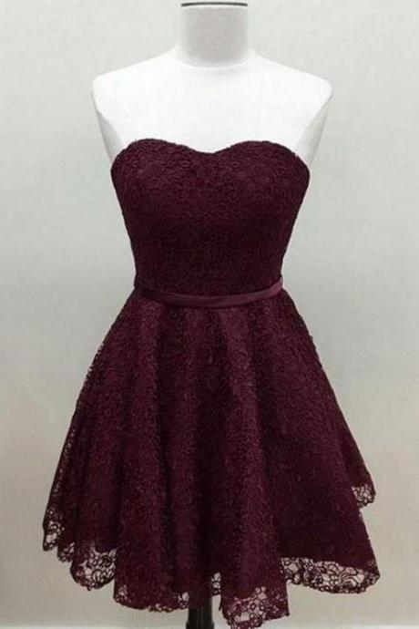Lace Homecoming Dress, Homecoming Dress Simple, 2019 Homecoming Dress, Homecoming Dress Maroon