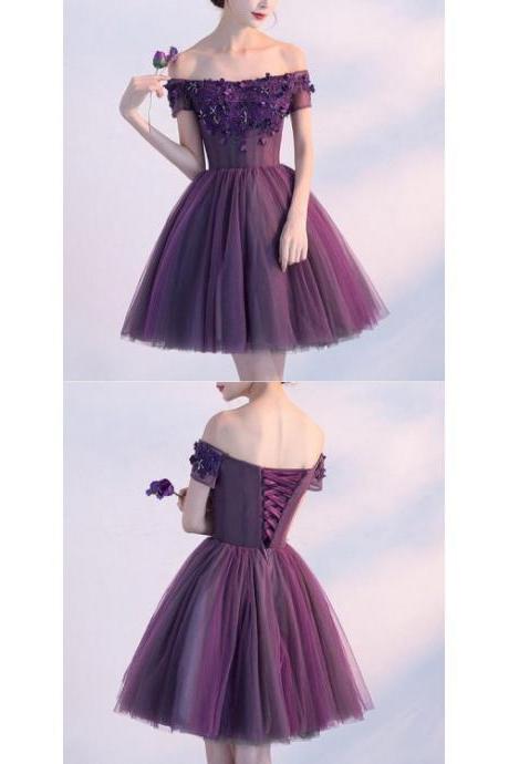 Purple Homecoming Dresses, Lace Homecoming Dresses