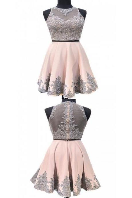 Beautiful Homecoming Dress, Two Pieces Homecoming Dress, Homecoming Dress , Homecoming Dress Pink