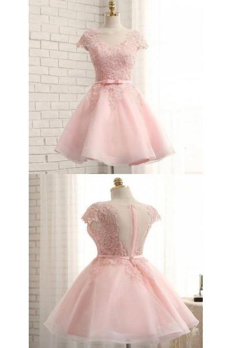 Homecoming Dress Lace, Pink Homecoming Dress, Homecoming Dress Short