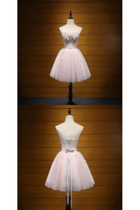 Homecoming Dress Pink, Short Homecoming Dress, Homecoming Dress With Appliques, A-line Homecoming Dress