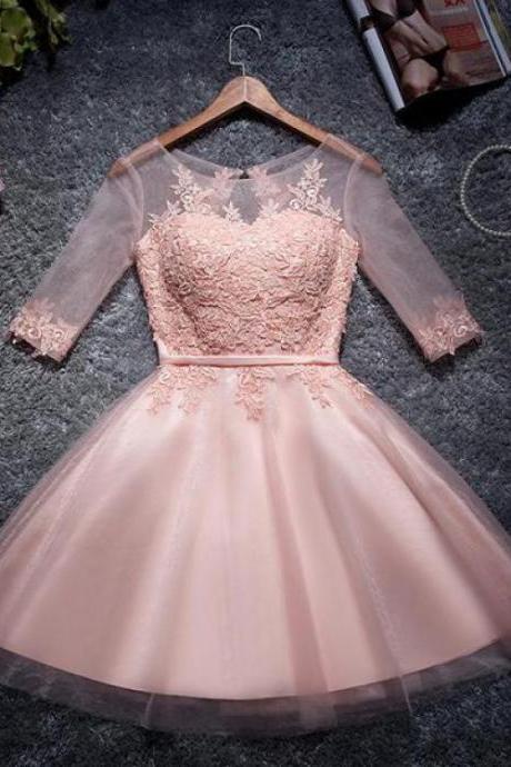 Pink Homecoming Dresses, Homecoming Dresses With Appliques, Cute Homecoming Dresses