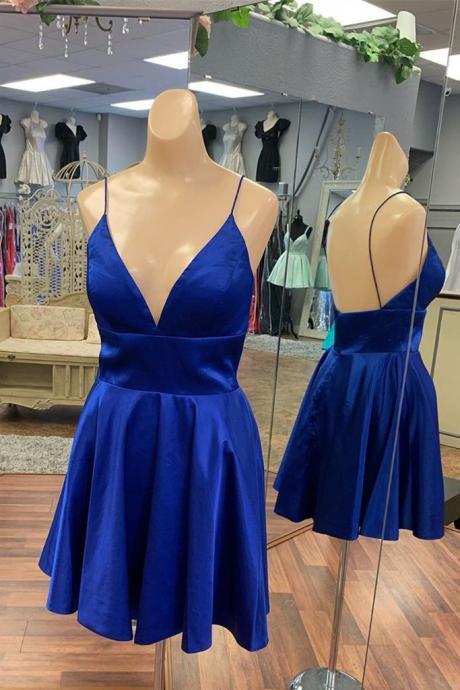 Spaghetti Straps Short Backless Homecoming Dresses Pretty Party Dress