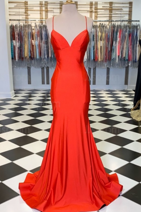 Chic Trumpet/mermaid Spaghetti Straps Long Prom Dress Evening Dress