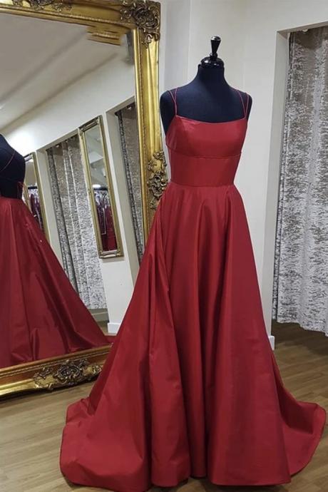 Simple Burgundy Satin Long Dress Customize Prom Dress Party Dress