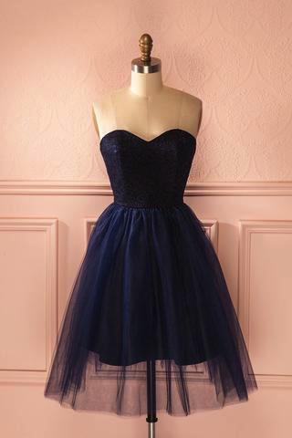 Navy Blue Tulle Short Prom Dress Bridesmaid Dress, Party Dress