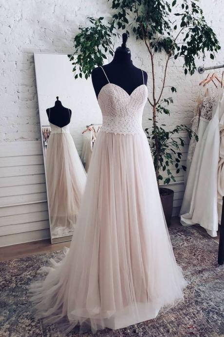 Unique Long Lace Tulle A Line Sweetheart Women Prom Dress Long Dress
