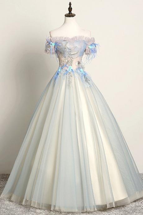 Unique Sweetheart Long Off Shoulder Party Dress, Lace Prom Dress