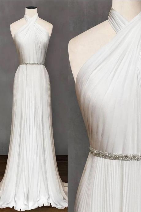 Simple Light Gray Chiffon Long Open Back Mermaid Prom Dress, Evening Dress