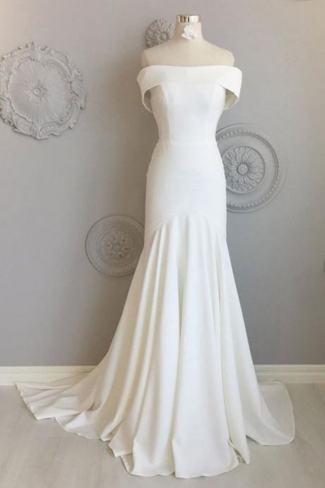 Simple Ivory Chiffon Strapless Sweep Train Prom Dress, Evening Dress
