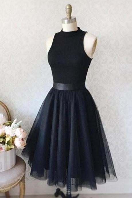 A Line Black Short Prom Dresses,black Homecoming Dresses,evening Dresses