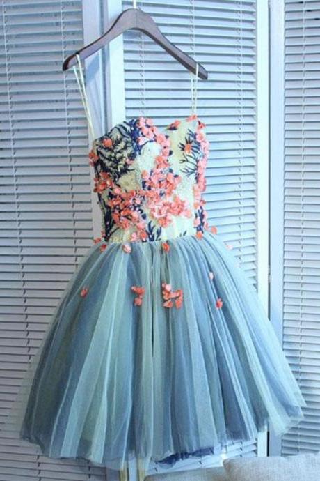 Charming Tulle A Line Sweetheart Neck Short Prom Dress,homecoming Dresses