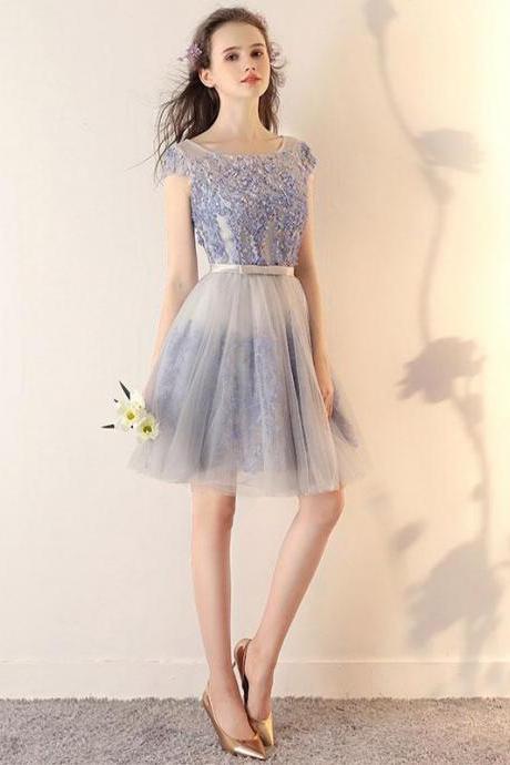 Cute 3d Lace Tulle Short Prom Dress,homecoming Dress