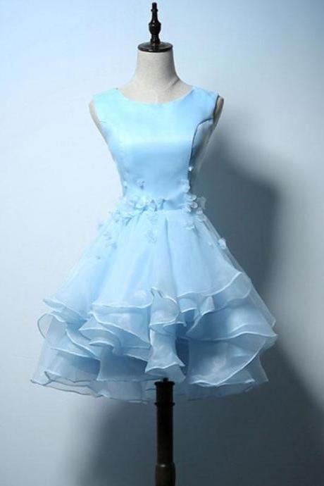 Cute Blue A Line Short Prom Dress,blue Evening Dress