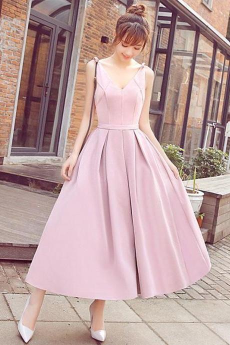 Stylish Pink V Neck Short Prom Dress, Evening Dress