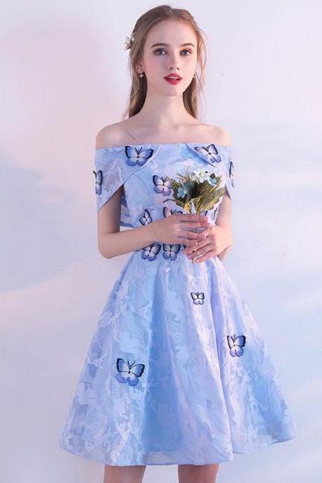 Blue Lace Short Prom Dress,blue Cute Homecoming Dress