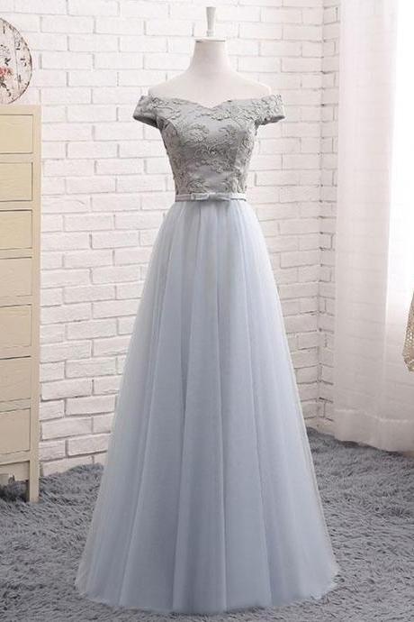 A Line Lace Tulle Off Shoulder Long Prom Dress,evening Dress